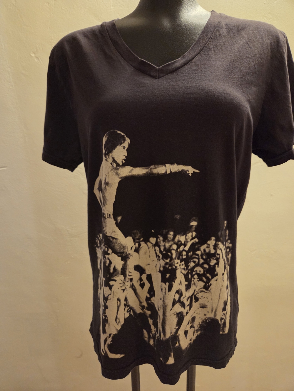 Men's Black Iggy Pop V-Neck T-Shirt